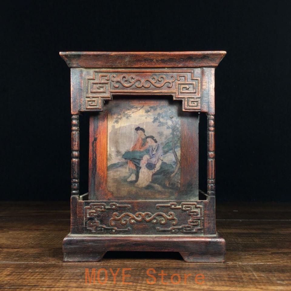 花梨木彫刻人物筆筒 文房四宝 書道具 文房具 装飾品 現代工芸品 美術品 置物 花梨木彫刻人物筆筒 文房四宝 書道具 文房具 装飾品 現代工芸品 美術品