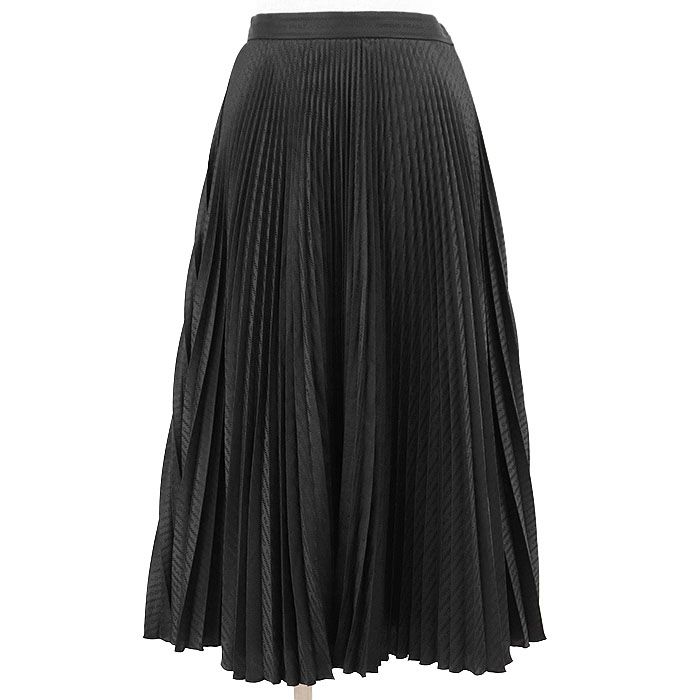 PRADA プラダ プリーツスカート 製 ロゴ 総柄 ペチコート シルク レース ボトムス ガーメント 袋 ボタン付属 レディース サイズ 36S ブラック 黒 イタリア製