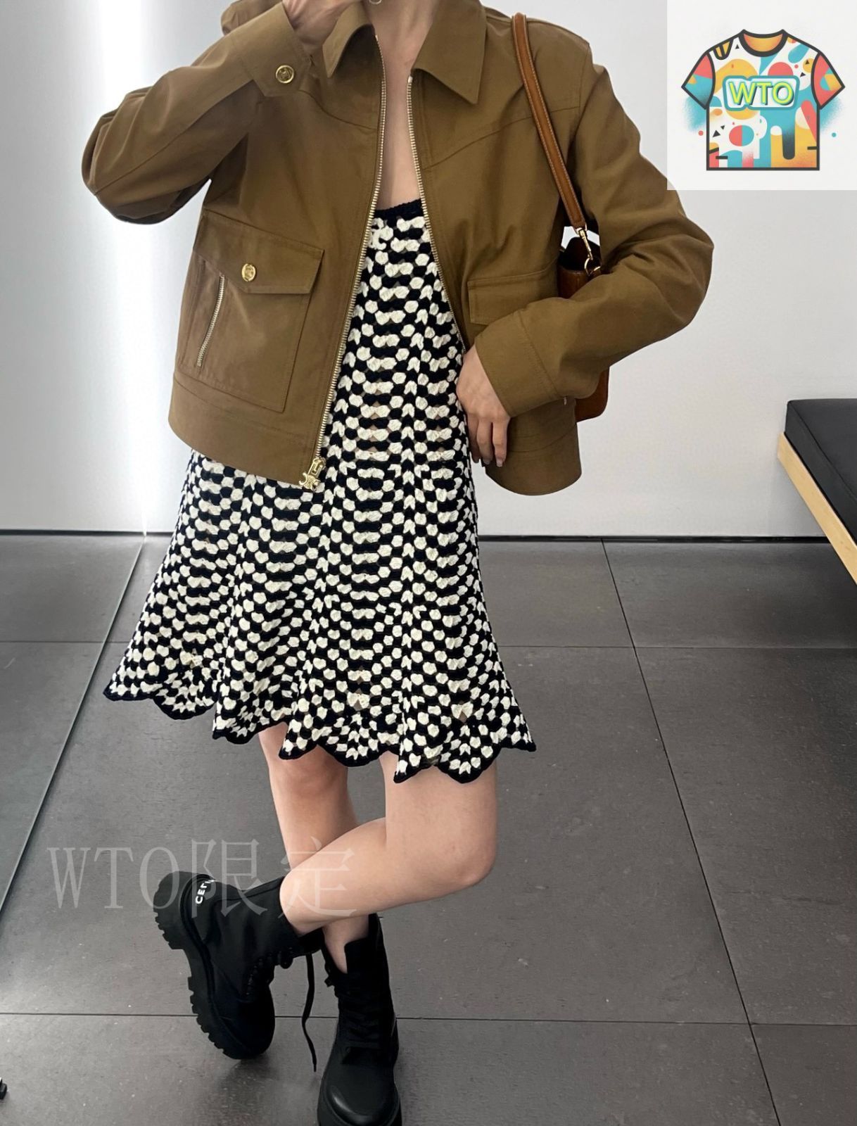 今日 CELINE Checkerboard Openwork Knit Vest チェッカーボード空き地ニットベスト