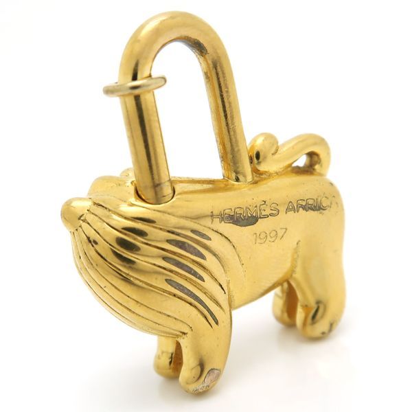 HERMES カデナ チャーム 1997 限定 ライオン GP ゴールドカラー