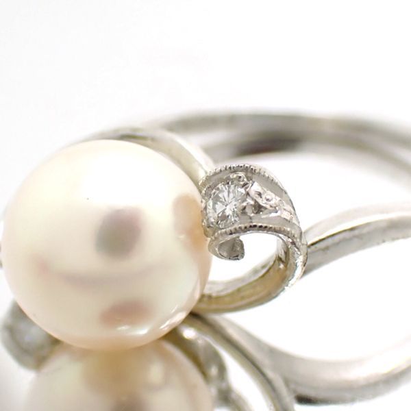 K.MIKIMOTO パールリング 8.3mm ダイヤモンド WGK14 ホワイト