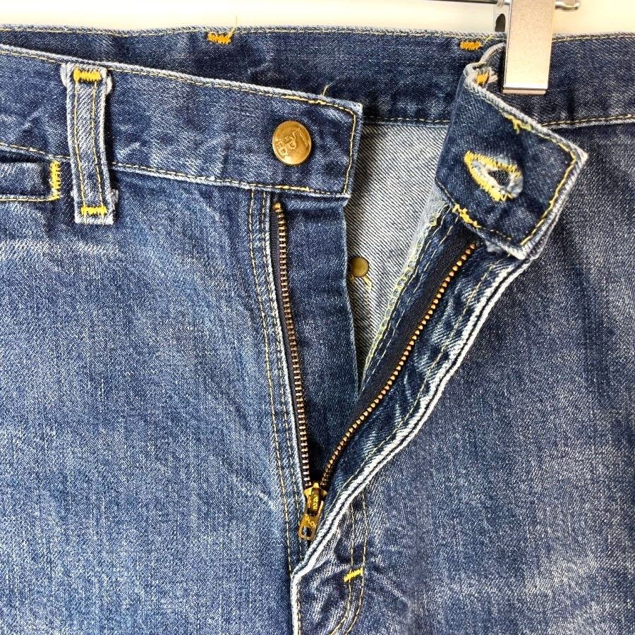 70s80sリーLeeデニムパンツウォッシュドデニム青ブルーコインポケット