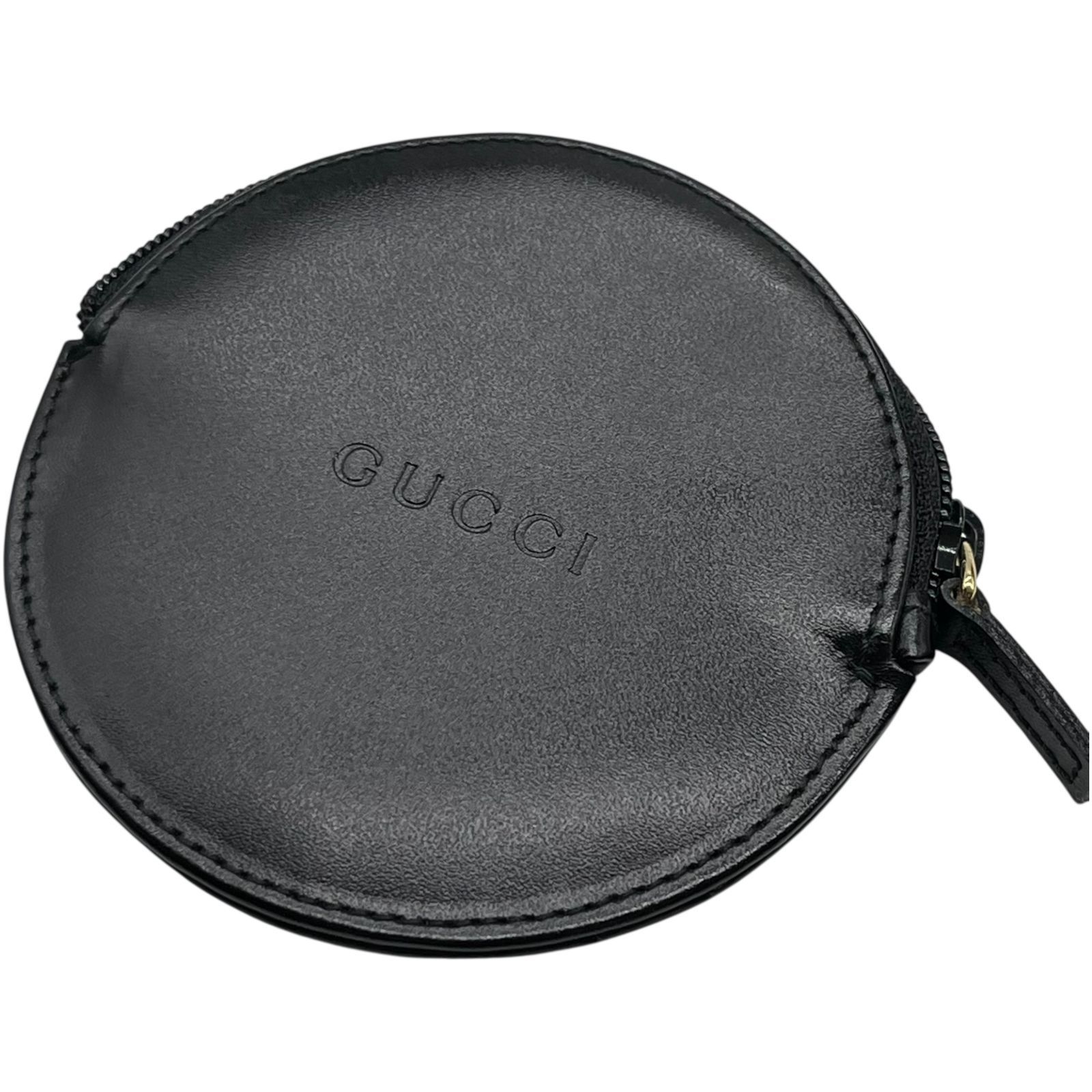 極美品✨GUCCI グッチ レザー コインケース 丸型 ダークブラウン 美品 GUCCI グッチ コインケース レザーウォレット 030 0416