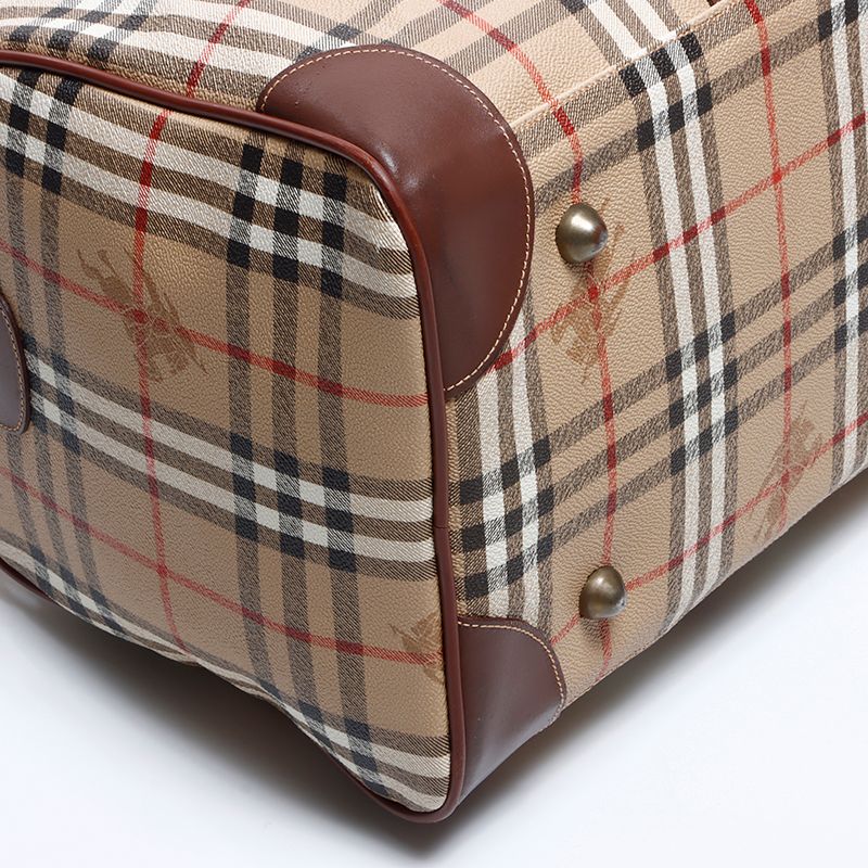 良品　Burberry　バーバリー　ボストンバッグ　ノバチェック　PVC 7 良品 Burberry バーバリー ボストンバッグ ノバチェック PVC 7
