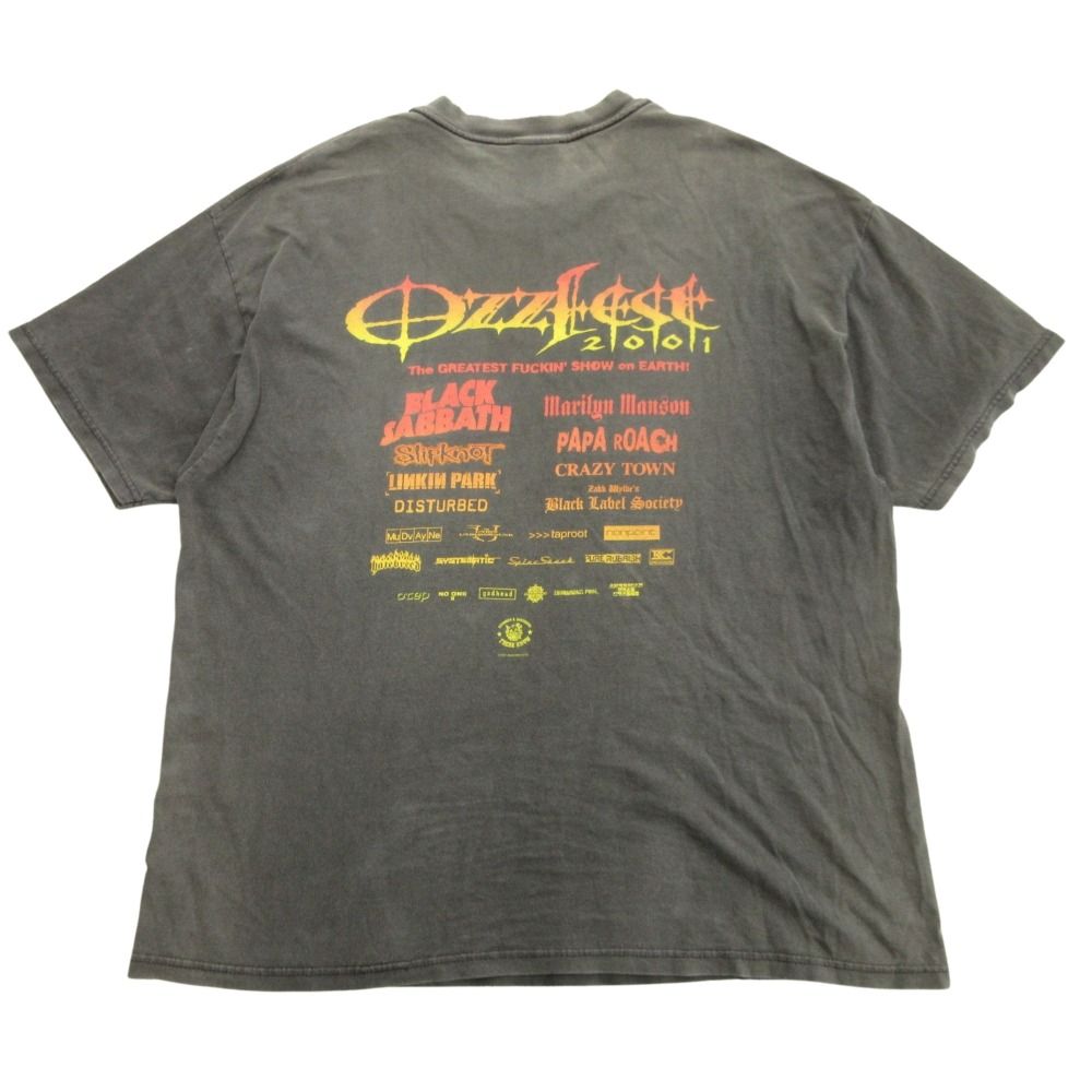 2001年 Ozzfest オズフェスト バンド Tシャツ メタル オジーオズボーン ブラックサバス Hanes 00's ヴィンテージ XL グレー メンズ 古着 中古 USED