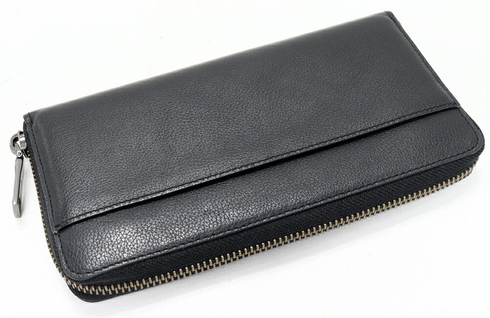 コーチ ラウンドファスナー長財布 小銭入れあり アコーディオンウォレット カーフレザー 黒 F 58102
