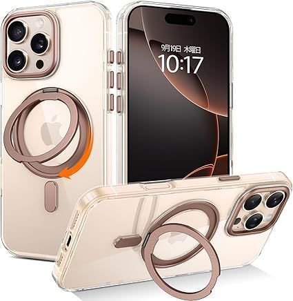 DOMAVER iPhone 16 Pro Max 用ケース 360回転スタンド 縦横両対応