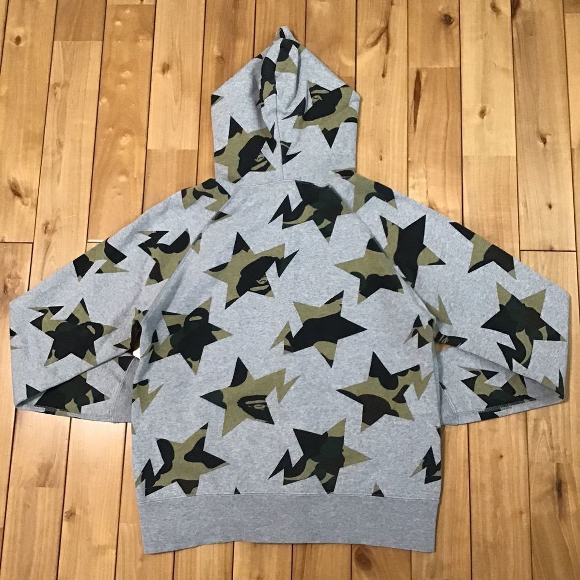 BAPE スター パーカー グレー × 1st camo Sサイズ a bathing ape BAPE sta full zip hoodie  star エイプ ベイプ アベイシングエイプ