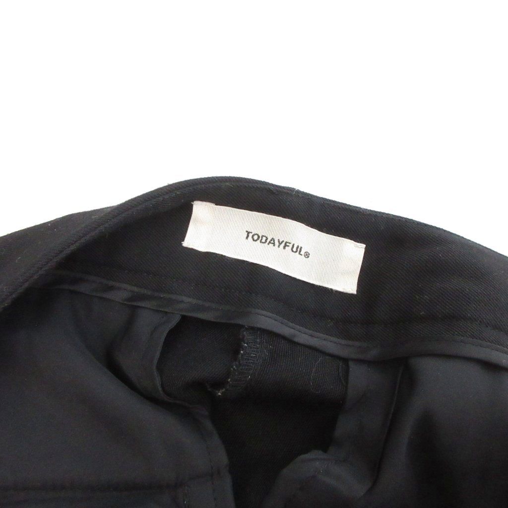 トゥデイフル TODAYFUL Tuck Twill Trousers スラックス パンツ ワイド ジップフライ ツータック 12410707 黒 ブラック 36 DECORATOM_COM_BR