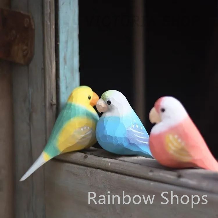 新品未使用】【3個入り】鳥の彫刻 置き物 置物 鳥 鳥のアジアン