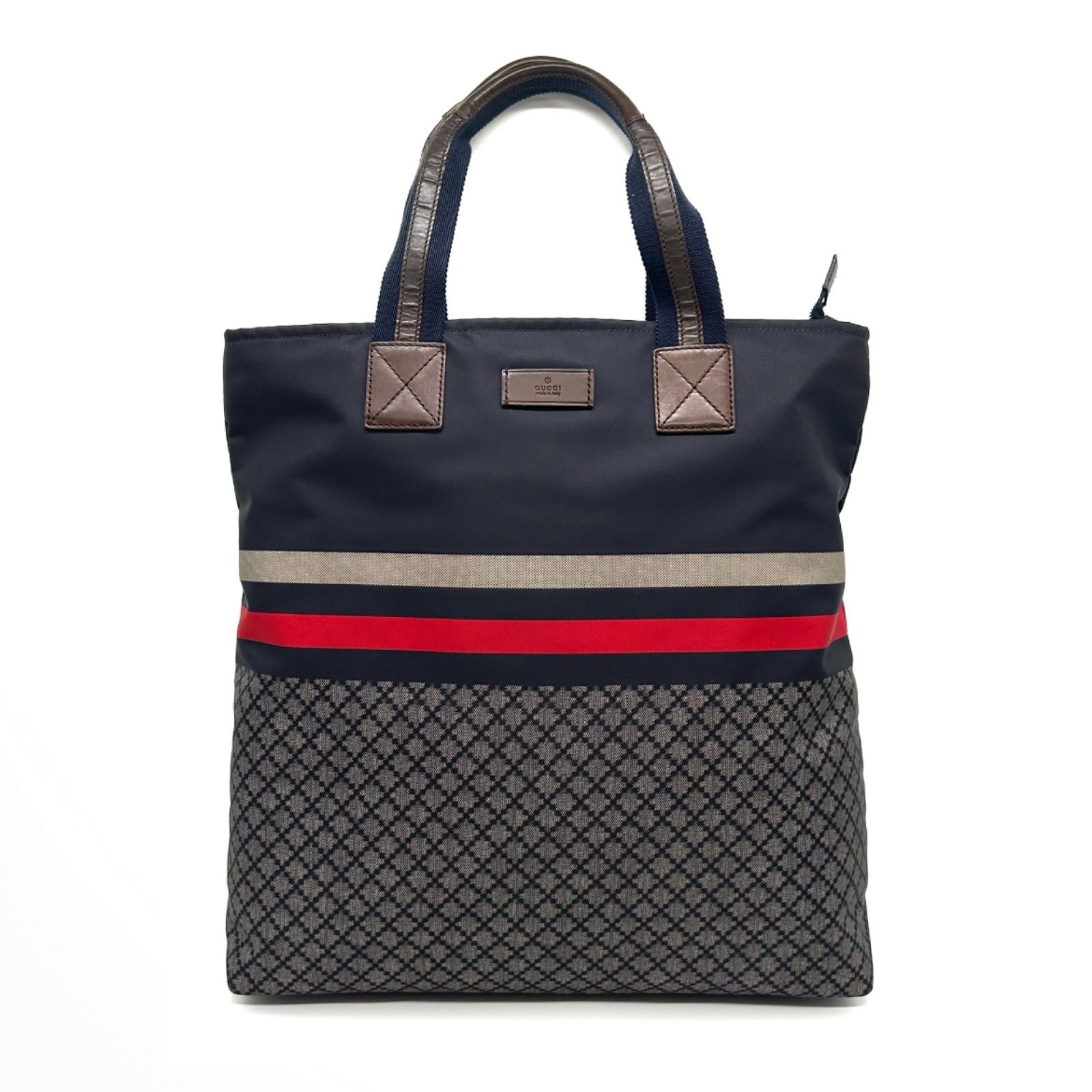 GUCCI グッチ トートバッグ ディアマンテ ナイロン トート ハンドバッグ 268112 ネイビー ブラウン グレー レッド メンズ バッグ 鞄 お出かけ ビジネス 旅行 大容量 bag totebag mens nylon business
