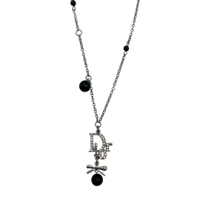 Christian Dior クリスチャンディオール リボン ロゴ ネックレス