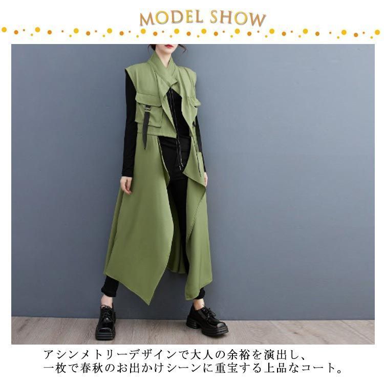 アシンメトリー トレンチコート スプリングコート レディース