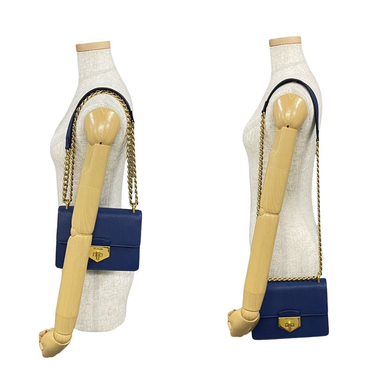 極 美品 PRADA プラダ ロゴ ターンロック ゴールド 金具