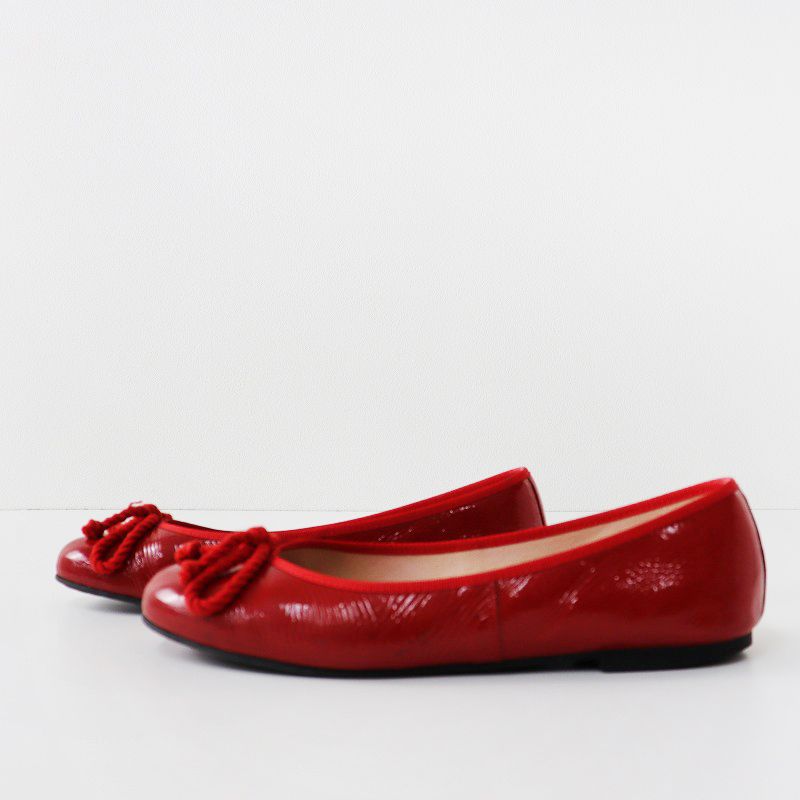 【超美品】Pretty Ballerinaレッドスエードフラットシューズ プリティバレリーナ Pretty Ballerinas パテント バレエシューズ