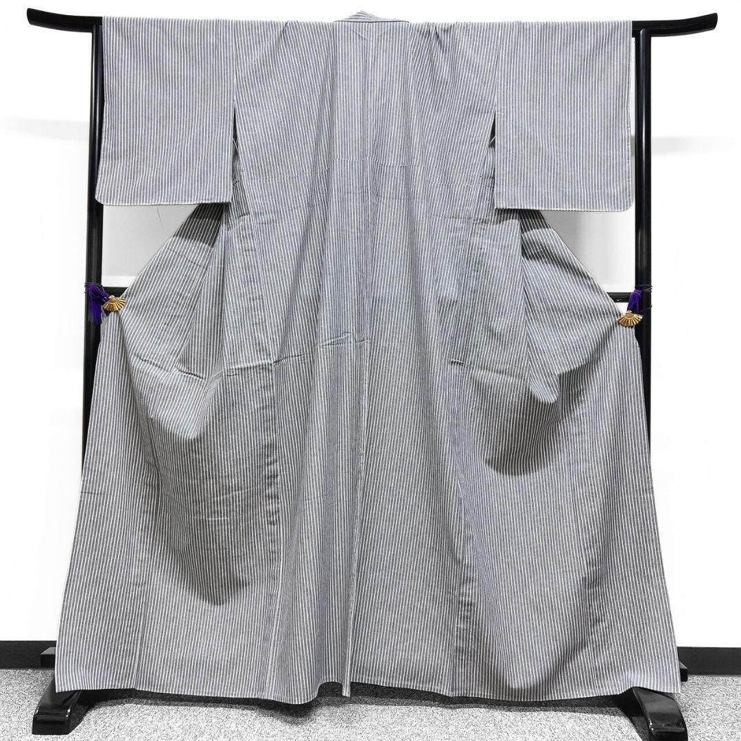 デニム着物 未着用 縦縞 グレーカラー モノトーン 小紋 着物 083w p デニム着物 未着用 縦縞 グレーカラー モノトーン 小紋 着物 083w p