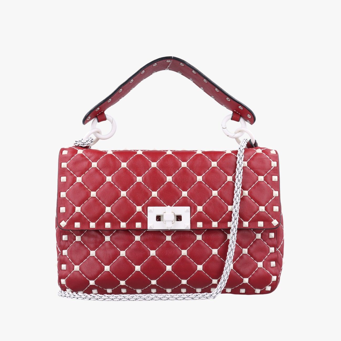 VALENTINO ミックスツイード スタッズ キュロット レッド 36 ヴァレンティノValentinoロックスタッズ スパイクレッドレザーBL