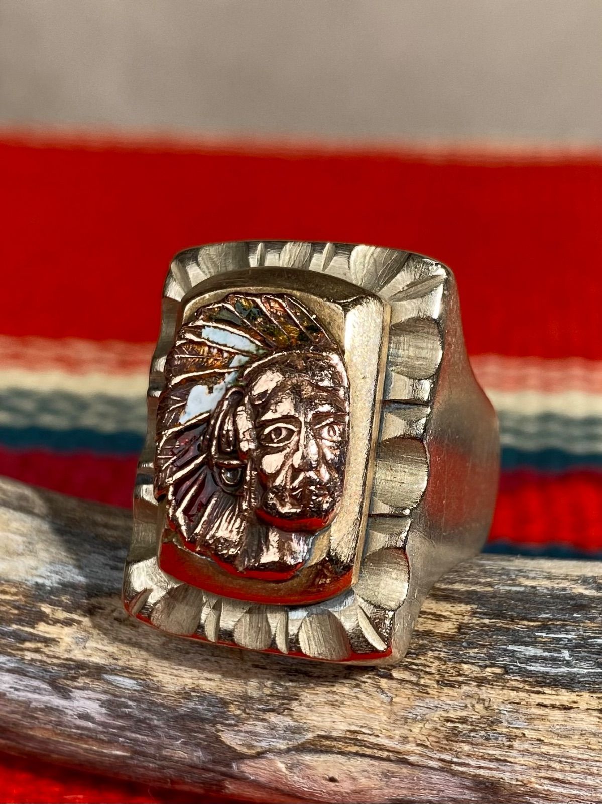 1950s メキシカンリング インディアン 22号 真鍮 銅 合金 メキシコ