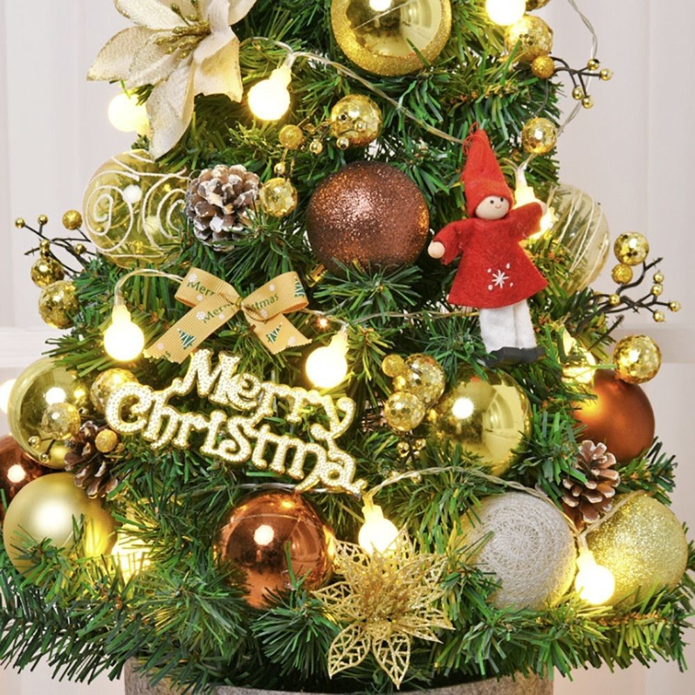 クリスマスツリー ゴールド オーナメント付き LED付き 90cm ATMAENTERPRISE_COM