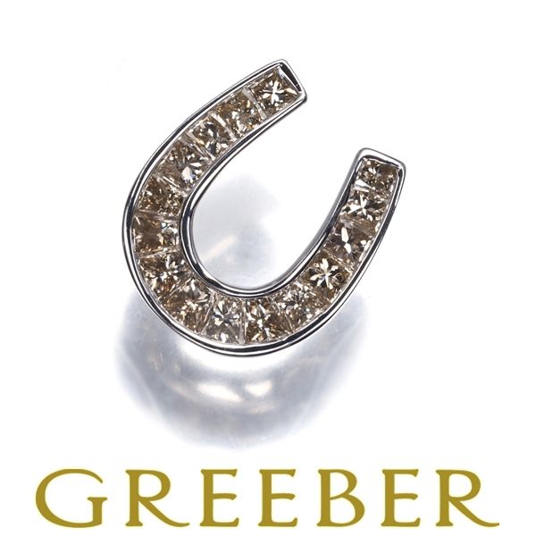 ダイヤ ダイヤモンド ホースシュー ペンダントトップ K18WG #177252