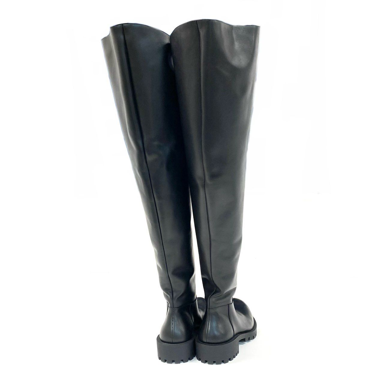 i 22 バレンシアガ HUMMER ハマー レザーロングブーツ サイハイブーツ 712809 サイズ42 ブラック レザー メンズu 02 t