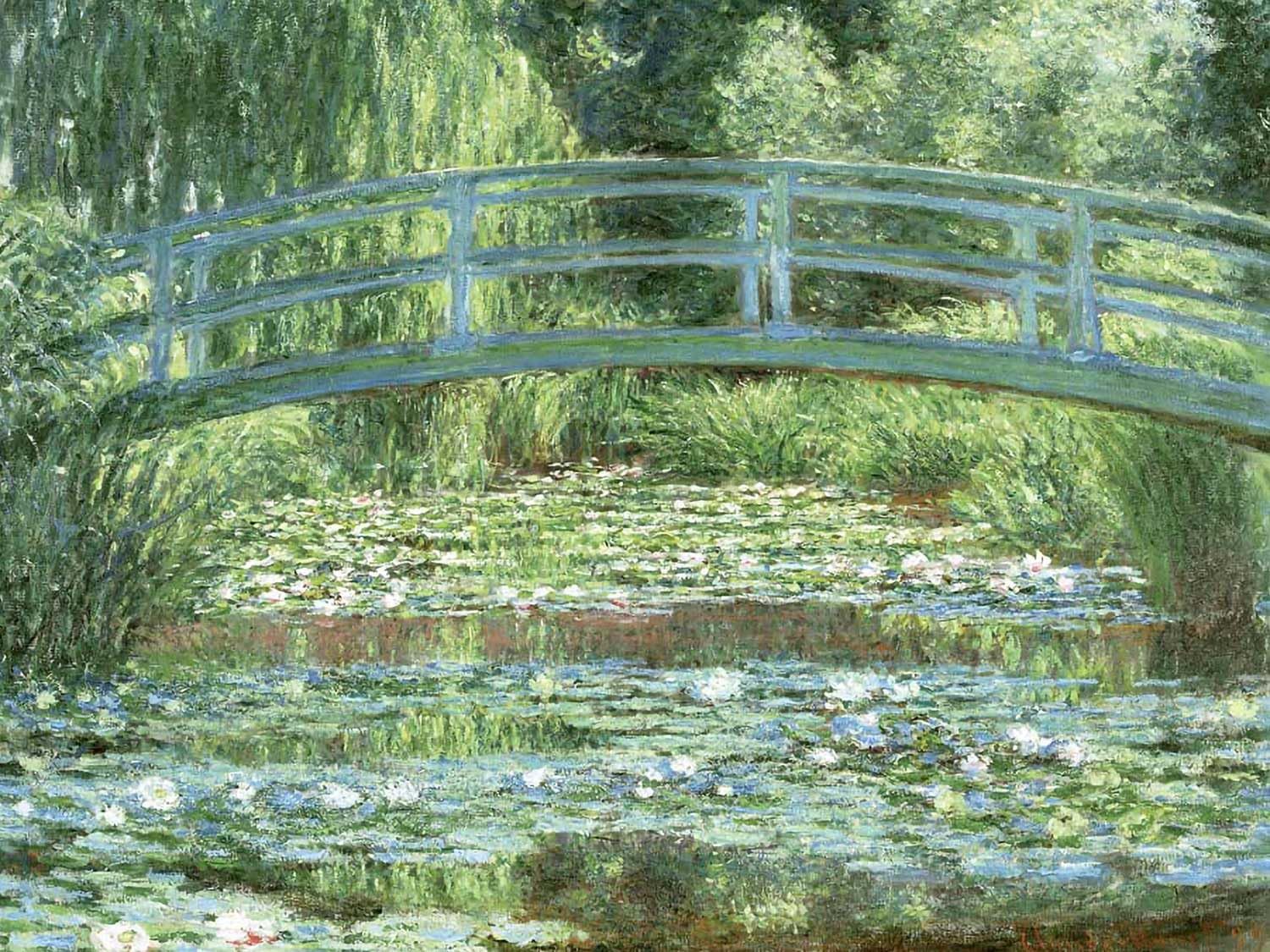 ★アウトレット★手書き油絵 モネ 睡蓮の池 日本の橋 額付 絵画 油彩画 モネ 睡蓮の池と日本の橋 （F4サイズ）（紐・フック付） 約横42