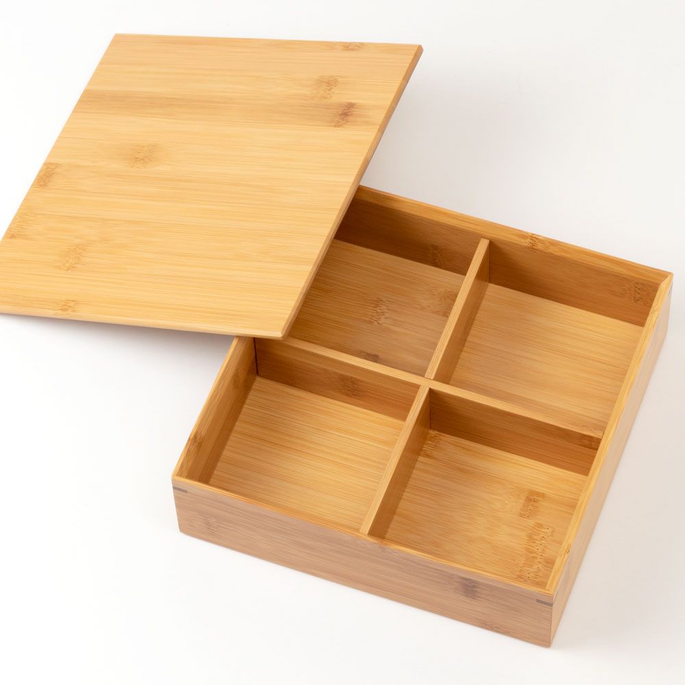 新品】竹巧彩お弁当箱おむすび箱長方形豆腐カゴ小物入れ