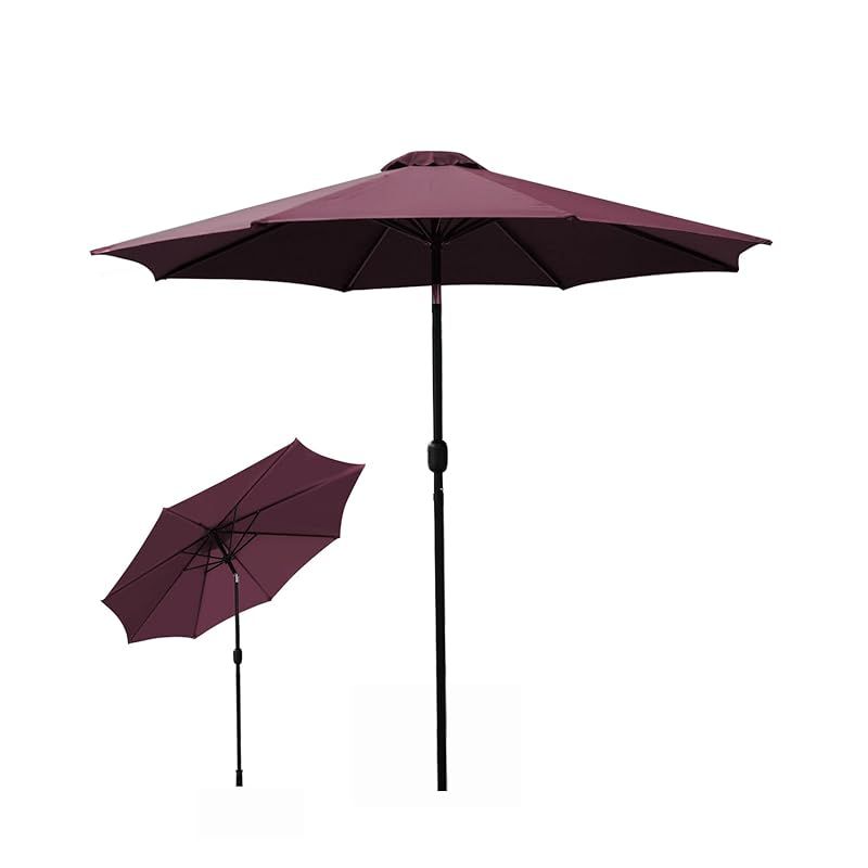 DEWEL ガーデンパラソル 大型 日除け 200|230|270cm 風に強い 撥水 回転ハンドル式 角度調整 ベランダ 庭 カフェテラス 直径270cm×高さ237.5Cm レッド 1