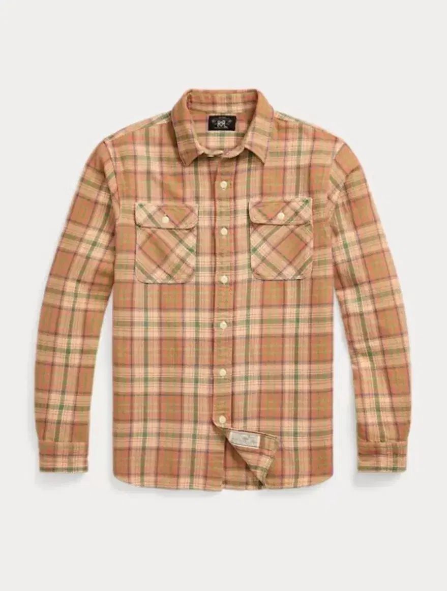 ダブルアールエル　RRL チェックシャツ　ツイルワークシャツ　ブラウン系　L ダブルアールエル チェック柄 ツイル ワークシャツ L RRL