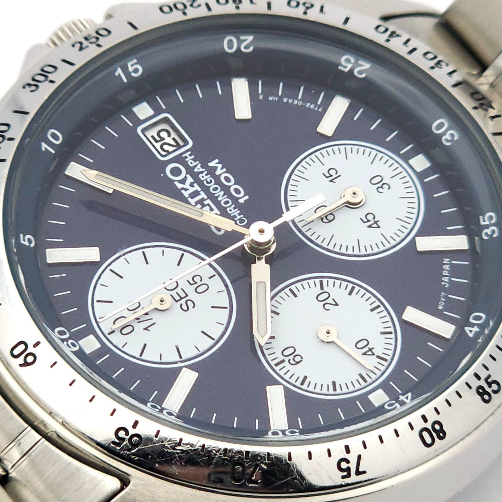 SEIKO セイコー クロノグラフ 7T92-0DW0 QZ 動作品 濃青 - メルカリ