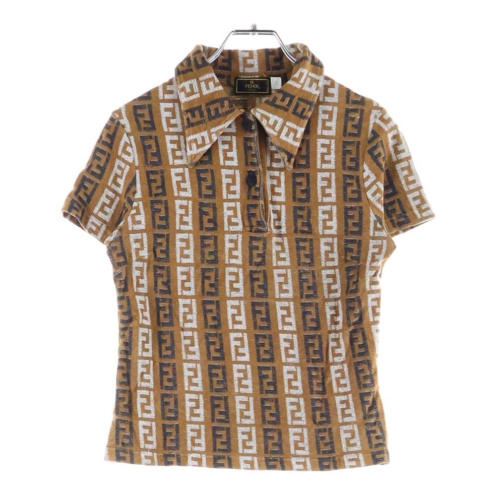 FENDI (フェンディ) VINTAGE 90s ズッカ総柄 コットンパイル地半袖