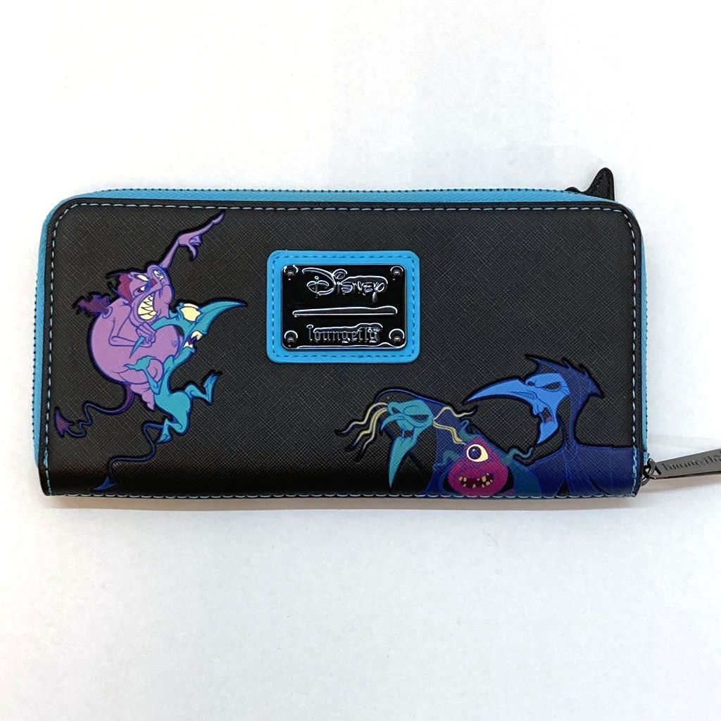 03m1354 Loungefly ラウンジフライ Disney ディズニー ヘラクレス ハデス HADES 長財布 ロングウォレット ラウンドジップ  ブラック×ブルー USA ロサンゼルス - メルカリ