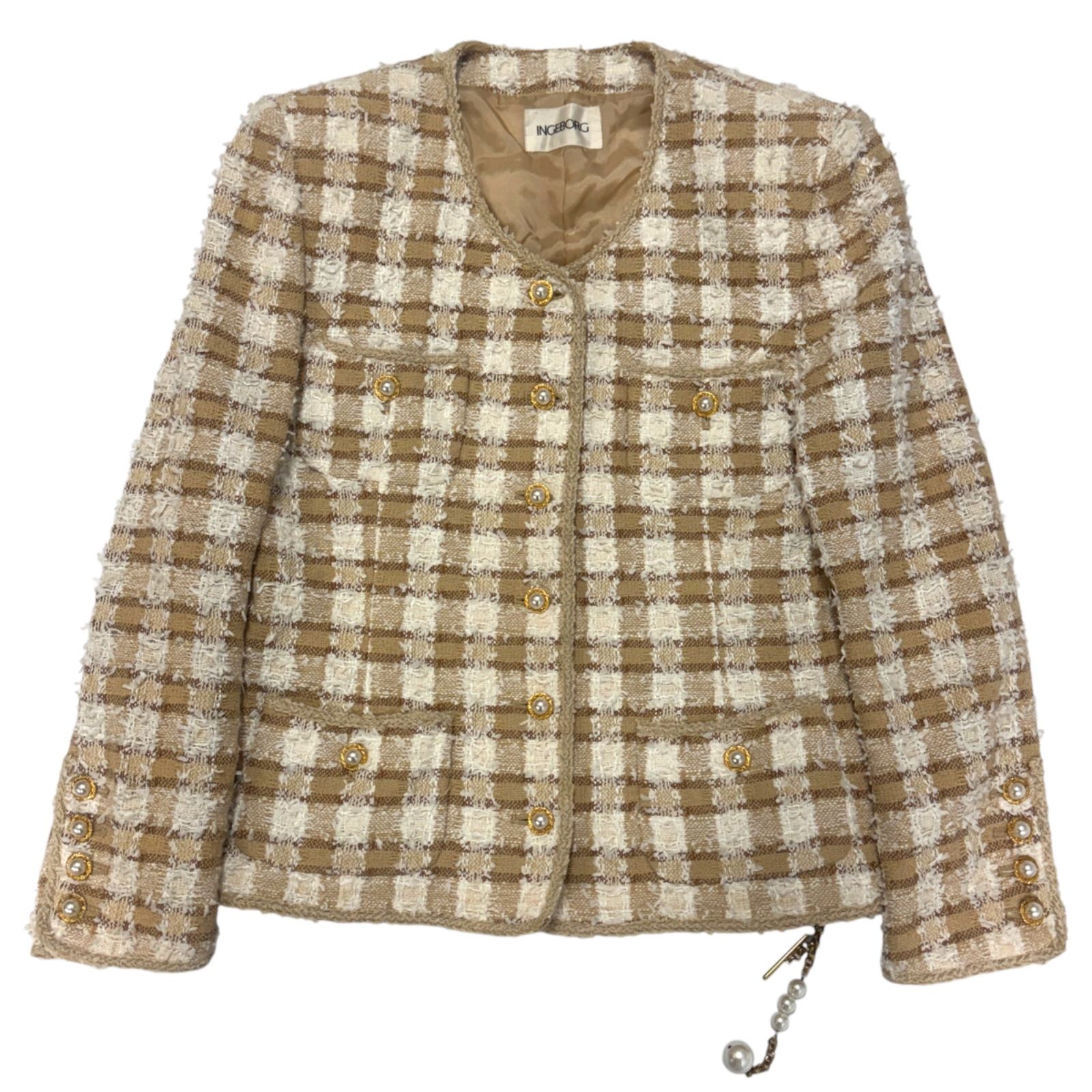 INGEBORG ピンクツィードジャケットスカートセット