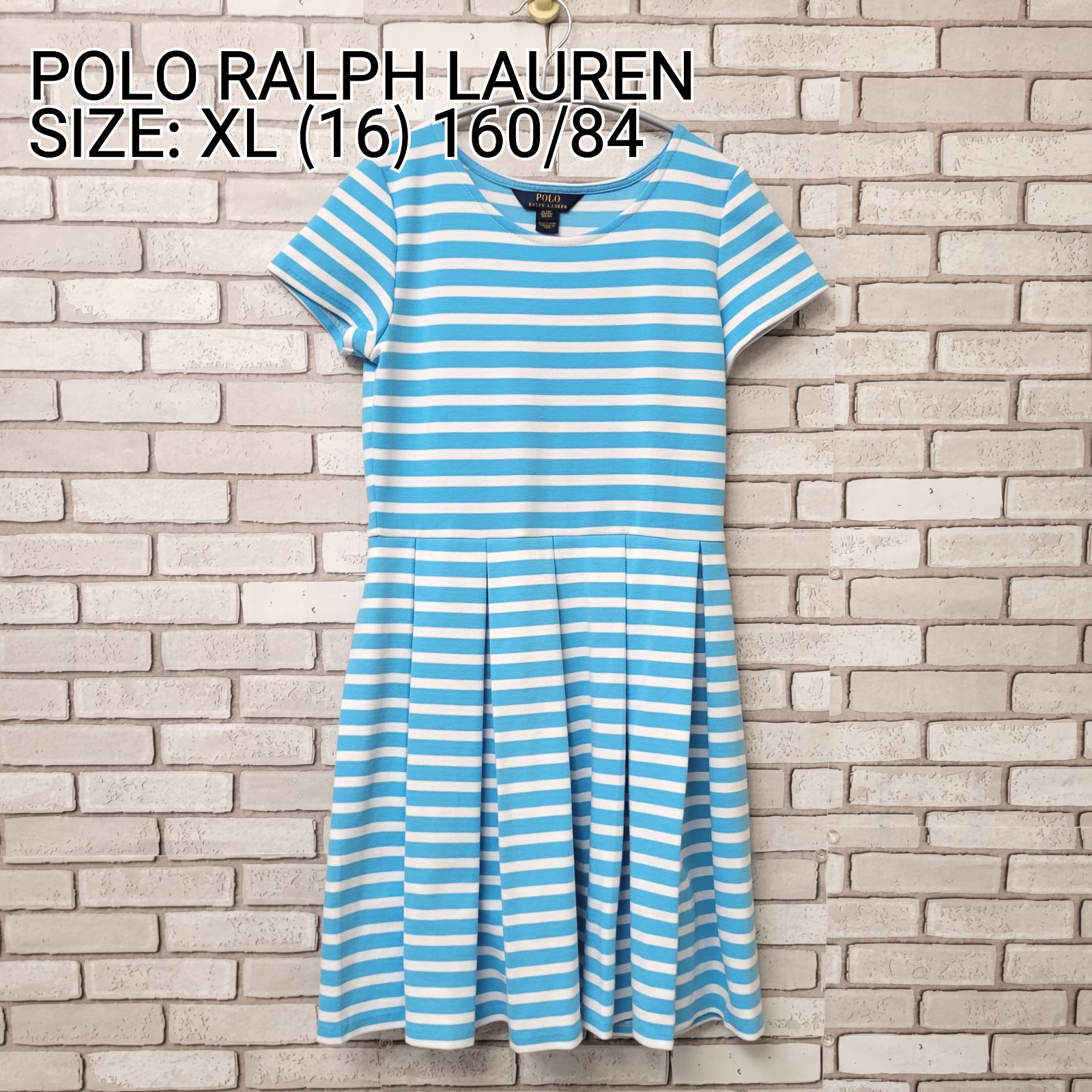 POLO RALPH LAUREN ポロラルフローレン 半袖 ワンピース ボーダー 水色 ...