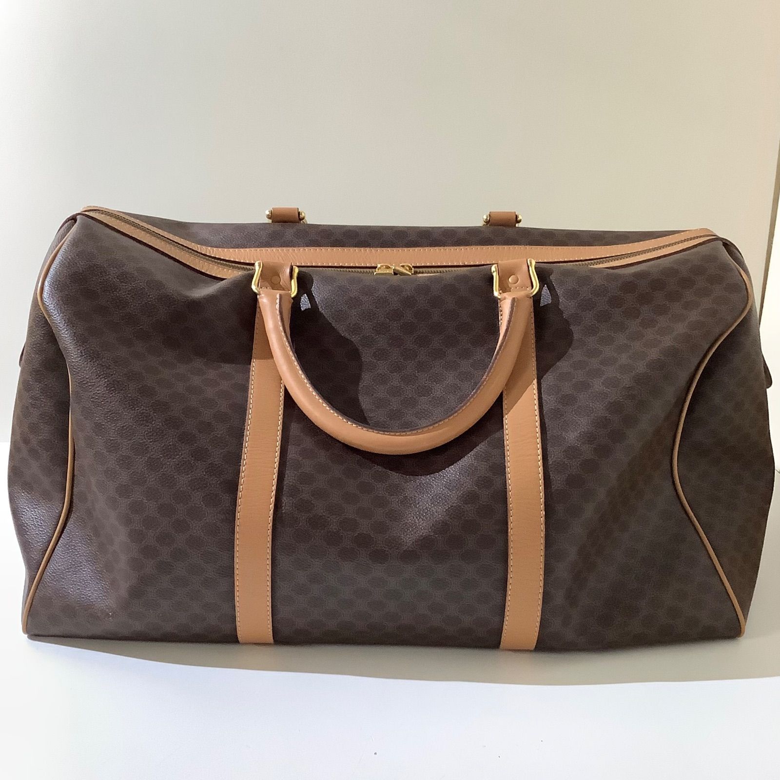 極美品 セリーヌ ミニボストンバッグ マカダム柄 ゴールド金具 ロゴ