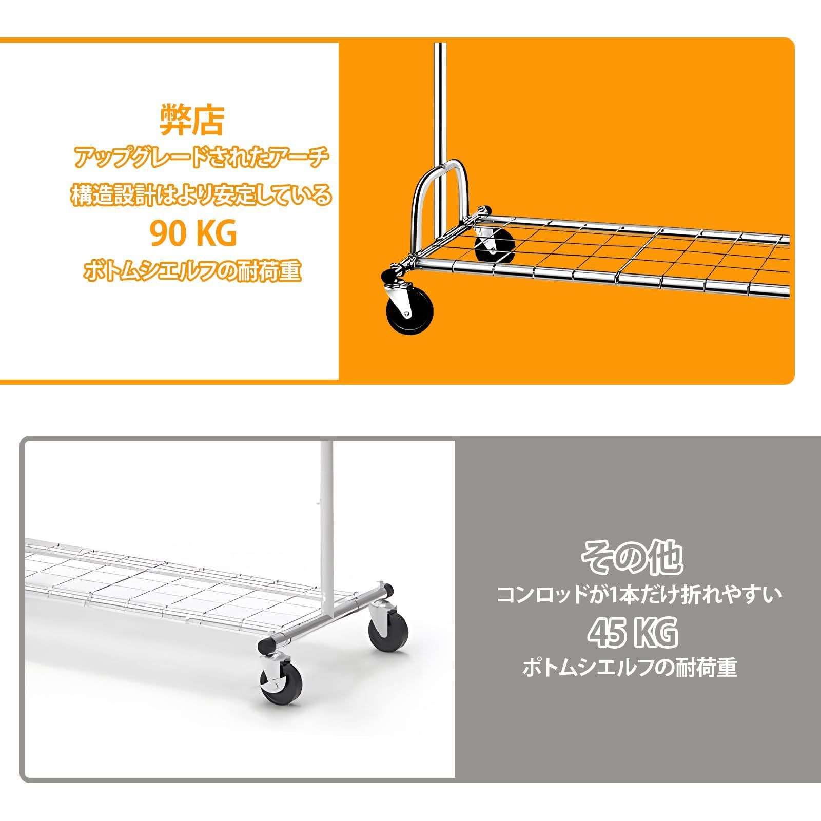 ハンガーラック パイプハンガーラック 3ウェイ シングル 大容量