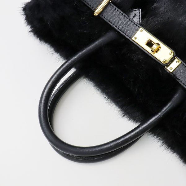 KANEKO ISAO カネコ イサオ ラビットファー ハンドバッグ /ブラック 黒  