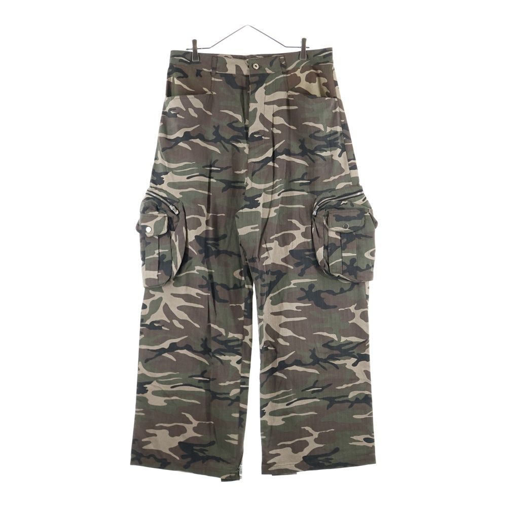 FFFPOSTALSERVICE トリプルエフポスタルサービス 24AW WIDE BACKZIP CARGO PANTS バックジップワイドパンツ カモフラ カーキ