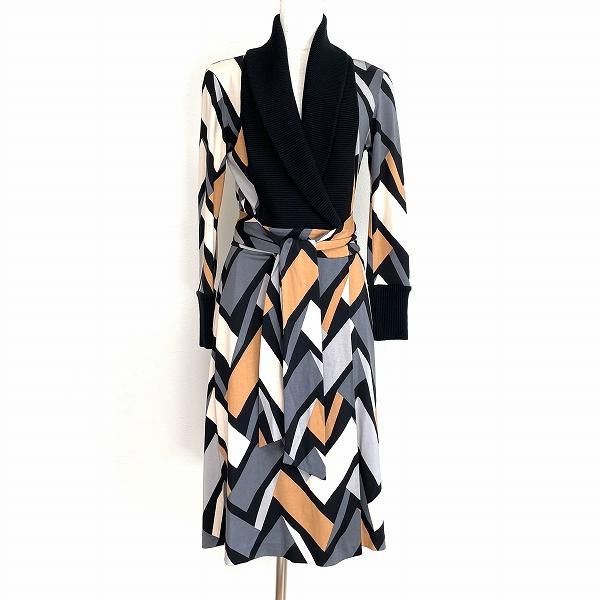 anc ダイアンフォンファステンバーグ DVF ワンピース 2 黒 グレー