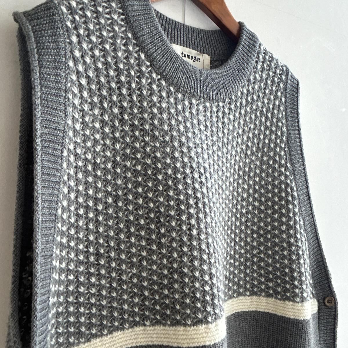 tumugu モヘア混ジャガードベスト TK24306 WWW_MORNINGWALKER_COM