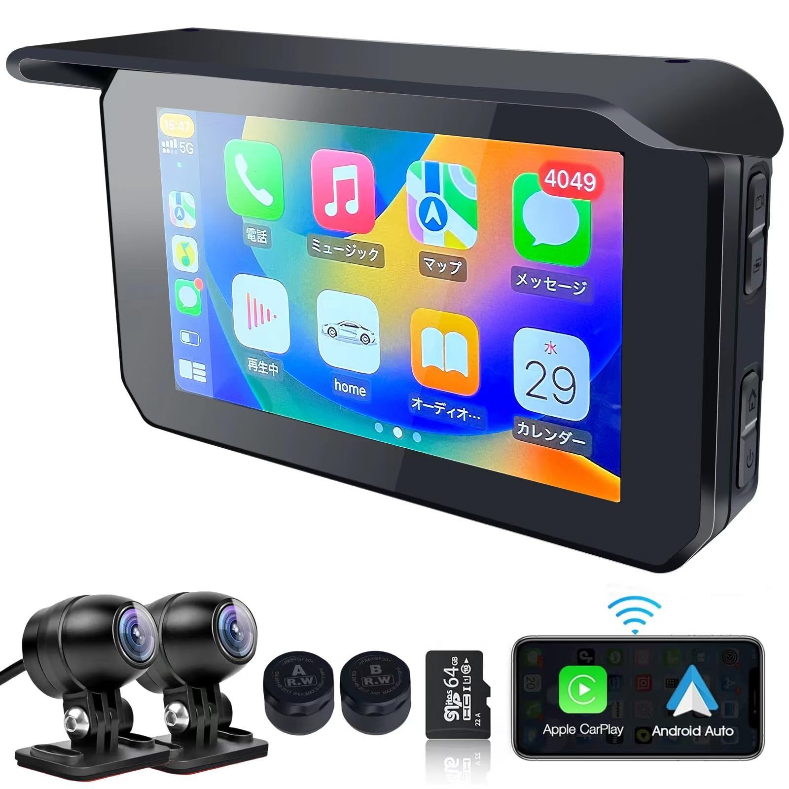 最新 大画面車載モニターCarPlay /Android Auto対応128gsd（最新 大 