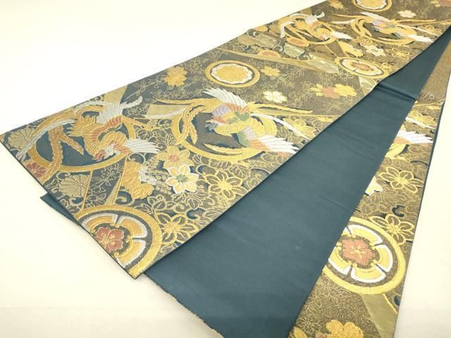 平和屋着物▽六通柄袋帯 燦金箔 聚楽鳳凰文 正絹 逸品