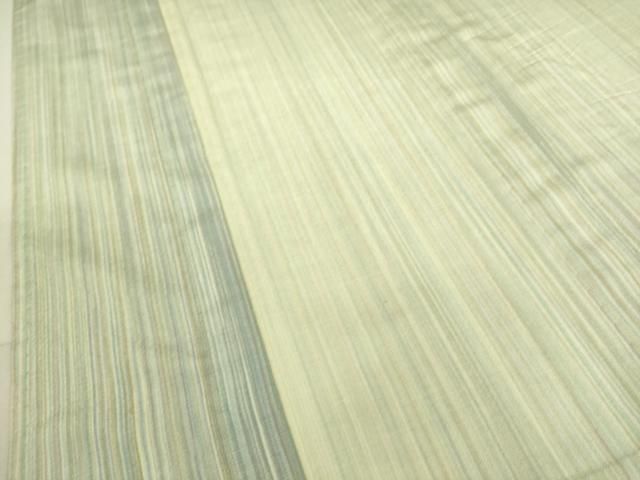 平和屋着物▽本塩沢 やまだ織 200色 単衣 縞 証紙・反端付き 正絹 逸品  