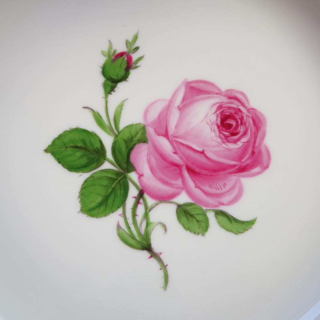 LAST美品 Meissen マイセン ピンクローズ 21.5cm プレート 薔薇 F7