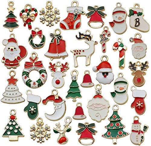 60個 30ペアセット ZOYUBS クリスマス チャーム クリスマス飾り クリスマス 装飾パーツ クリスマス パーツ DIY プレゼント クリスマス オーナメント チャームパーツ クリスマスサンタ・ツリー・