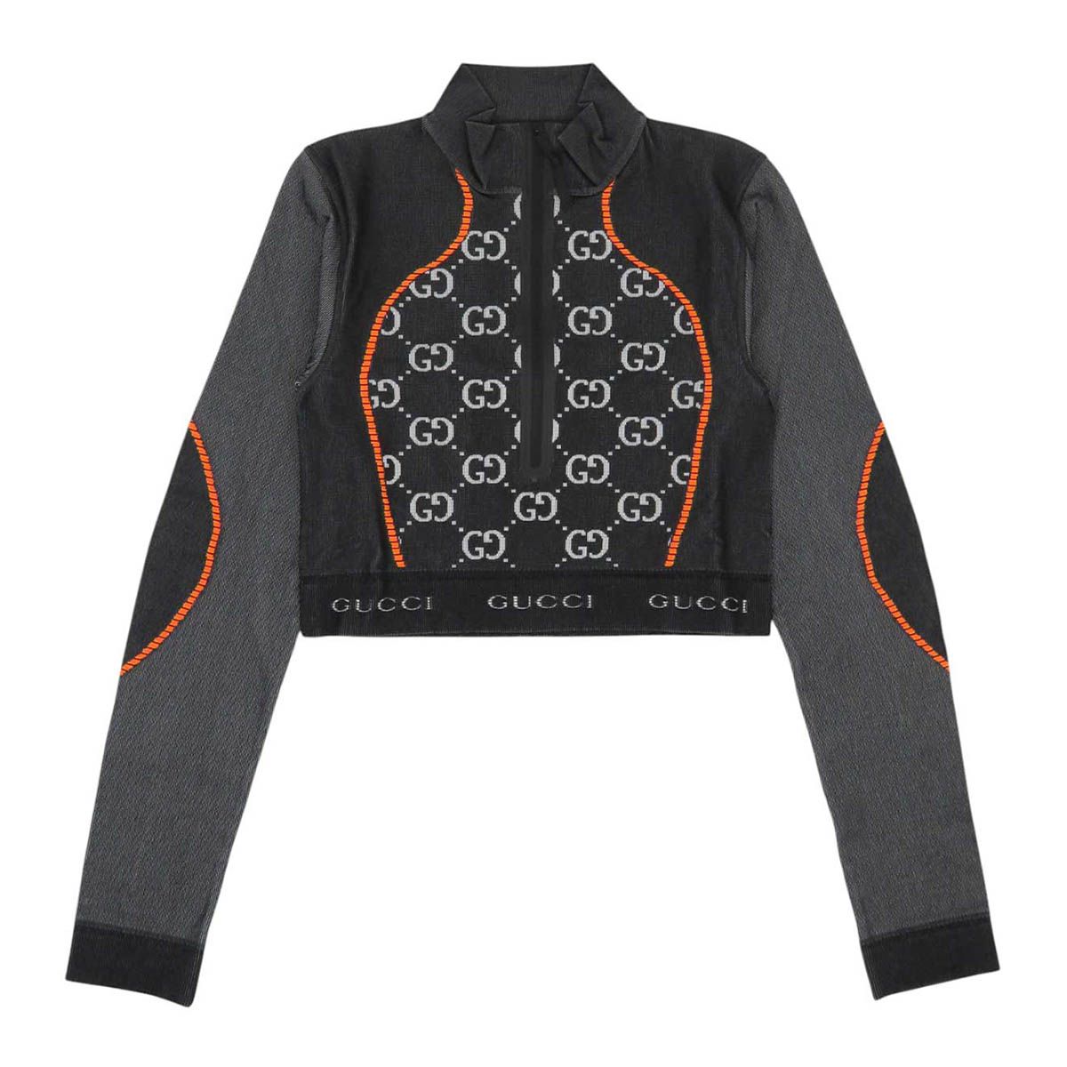 グッチ GG ジャカード クロップド ハイネック ハーフジップ 689201 レディース ブラック系 GUCCI アパレル 小物