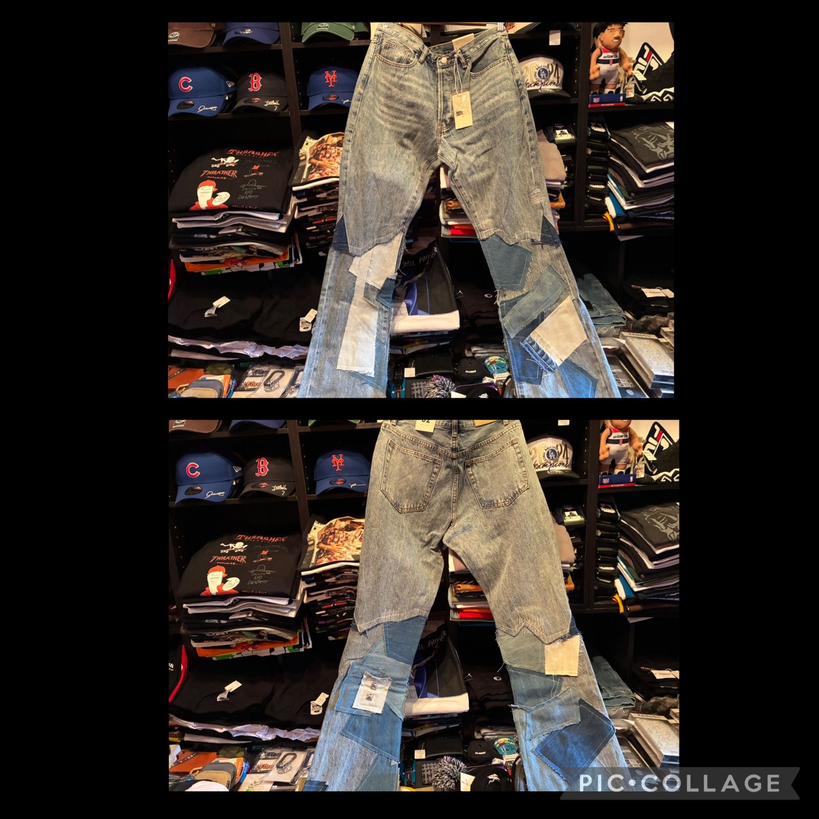 mnml B424 PATCH FLARE DENIM BLUE / ミニマル パッチ フレア デニム 