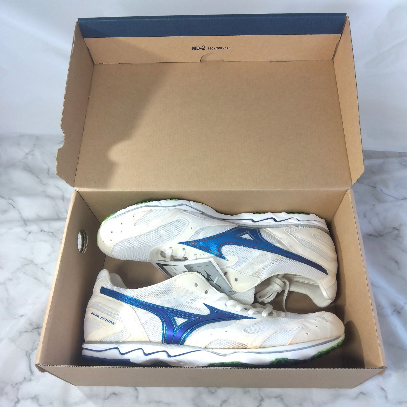 Mizuno ランニングシューズ ウェーブクルーズGE 27cm 白/青 日本製 