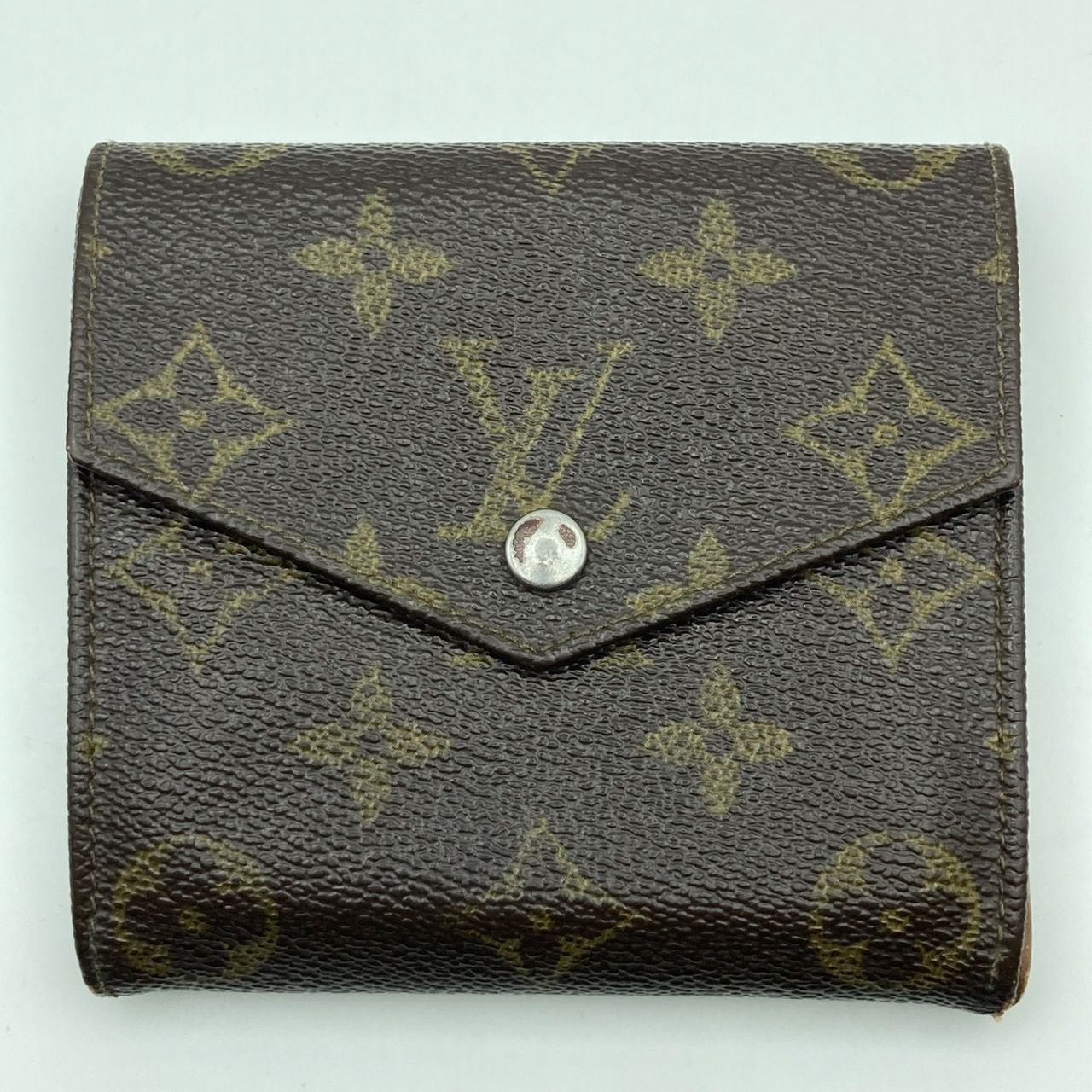 ルイヴィトン モノグラム ダブルホック 三つ折り コンパクト 財布 ブラウン ② LOUIS VUITTON ルイ ヴィトン Wホック 財布 三つ折り ミニ財布