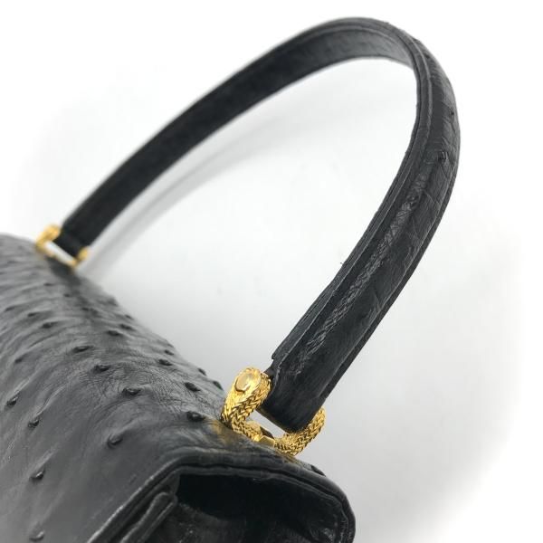 COMTESSE コンテス オーストリッチ ロゴ金具 ハンド バッグ